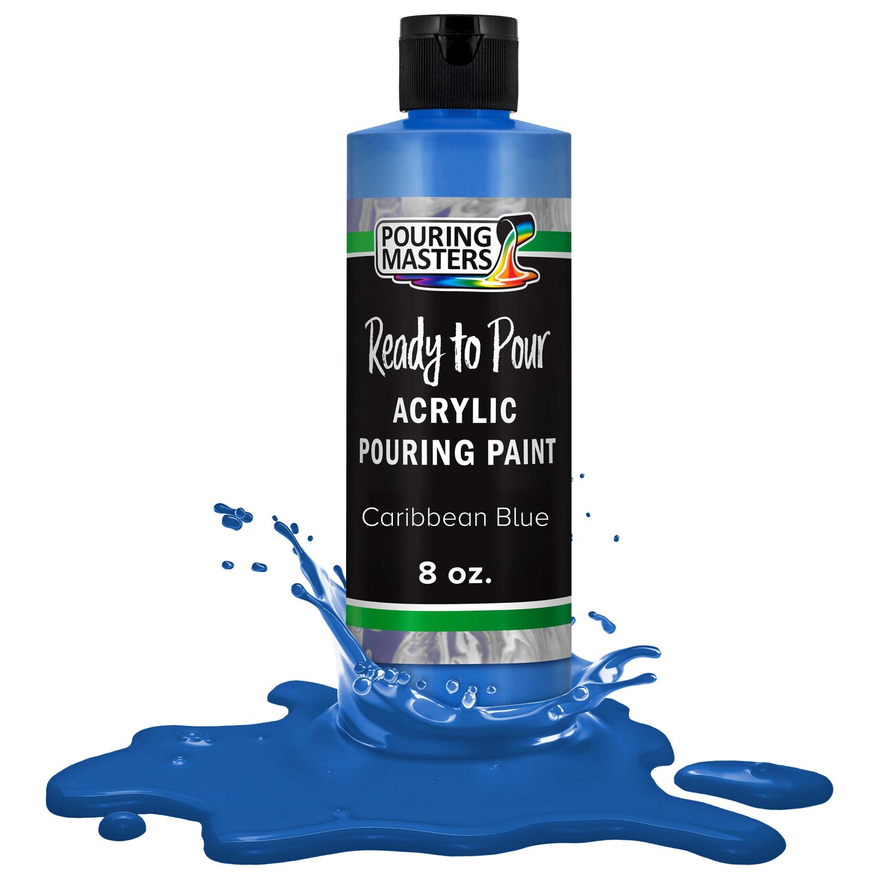 Pouring Masters Caribbean Blue Ready to Pour Acrylic Pouring Paint - Premium 8-Ounce Pre-Mixed Fluid Acrylic Paint - Fluid Art Supplies for Canvas, Wood, Paper, Tile & Rocks